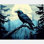 Nightwatch Raven Paint by Numbers Kit design preview showing the full artwork layout before painting