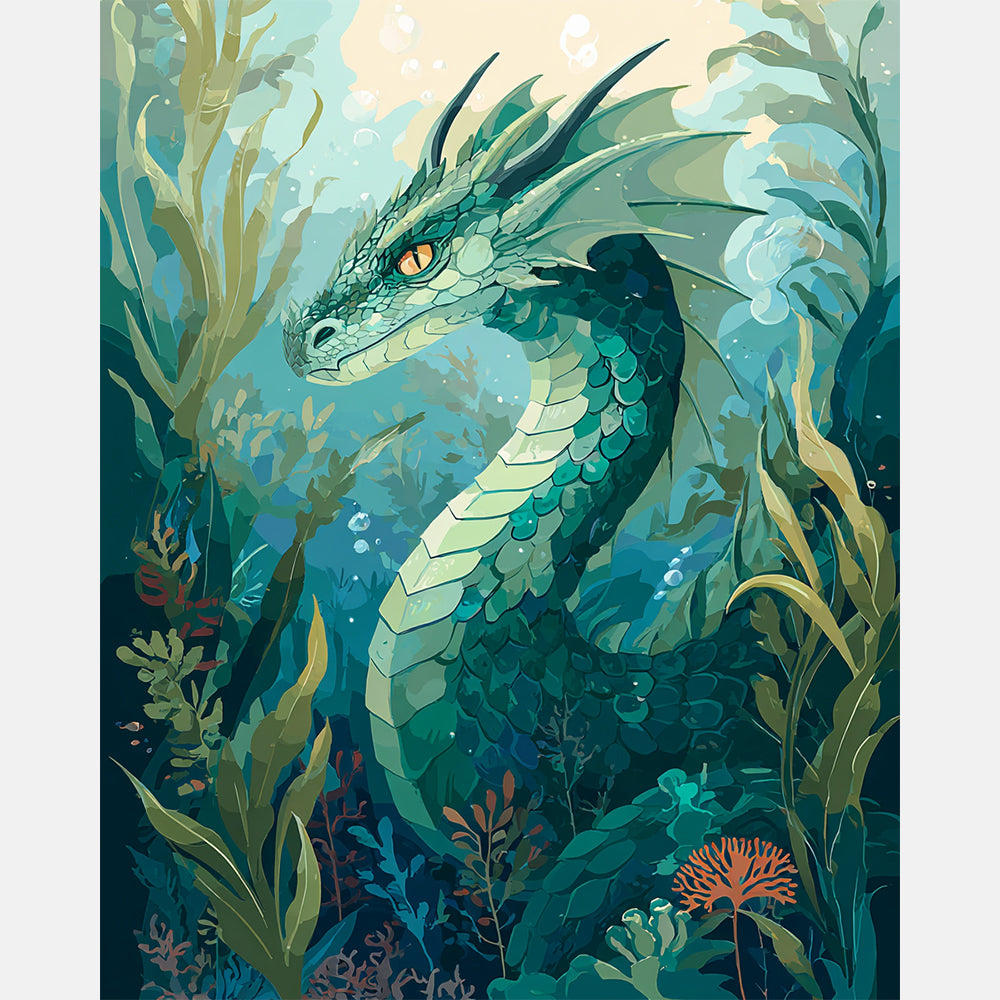 Ocean Defender Paint by Numbers Kit design preview showing the full artwork layout before painting
