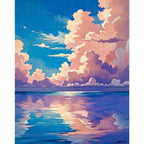 Ocean Reflections Paint by Numbers Kit design preview showing the full artwork layout before painting