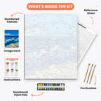 Ocean Serenity Paint by Numbers Kit – includes numbered canvas, paint pots, brushes, and instructions