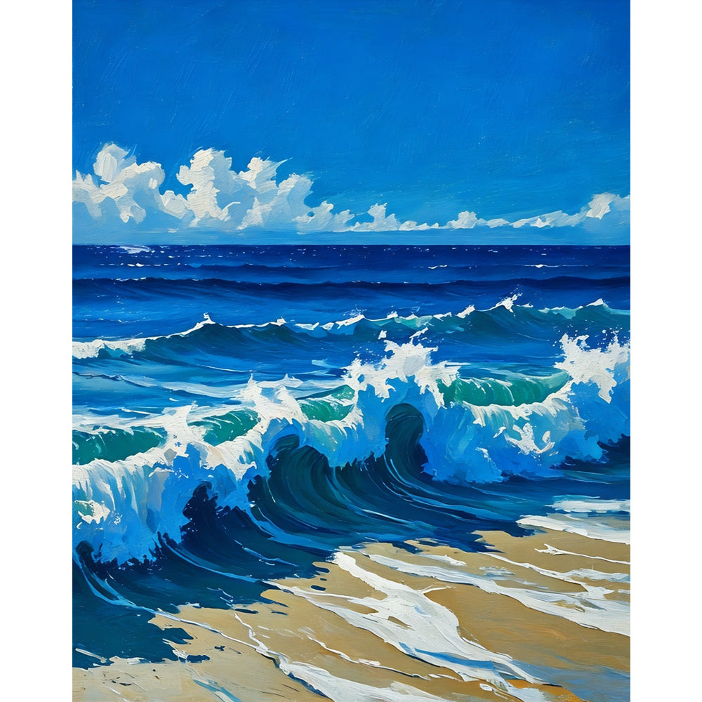 Ocean Serenity Paint by Numbers Kit design preview showing the full artwork layout before painting