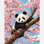 Panda Blossoms Paint by Numbers Kit design preview showing the full artwork layout before painting