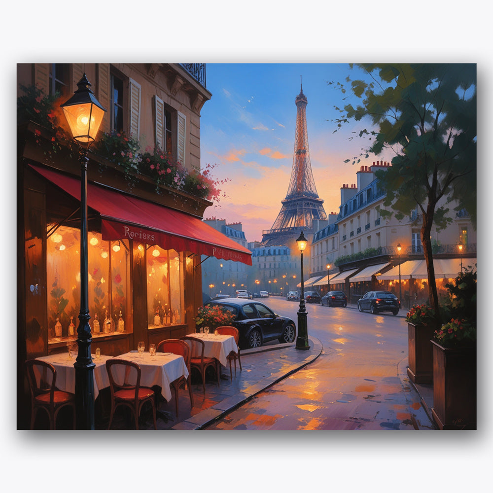 Parisian Street Sunset Paint by Numbers Kit UdoPaints