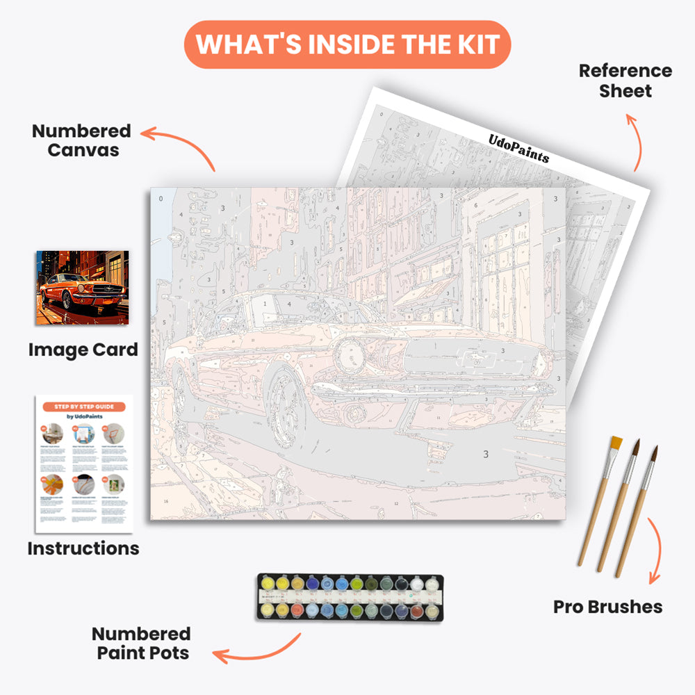Parisian Streetscape Paint by Numbers Kit – includes numbered canvas, paint pots, brushes, and instructions