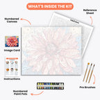 Pastel Blossom Paint by Numbers Kit – includes numbered canvas, paint pots, brushes, and instructions