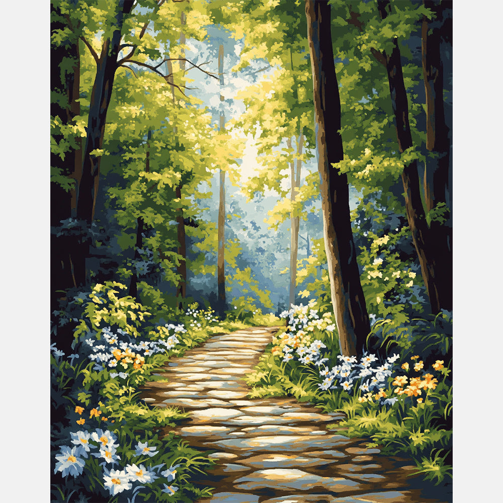 Pathway Through Paint by Numbers Kit design preview showing the full artwork layout before painting