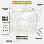 Peaceful Reading Paint by Numbers Kit – includes numbered canvas, paint pots, brushes, and instructions