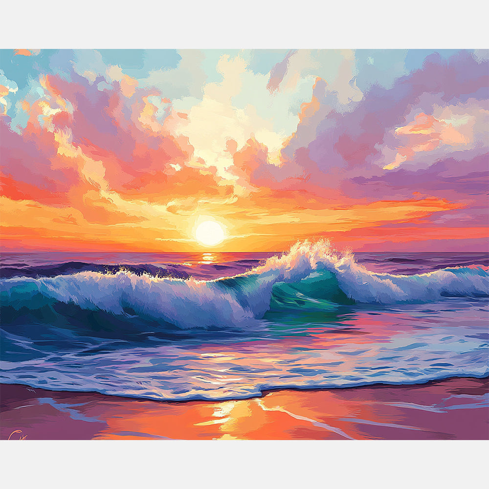 Peaceful Surf Paint by Numbers Kit design preview showing the full artwork layout before painting