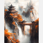 Peak Pagodas Paint by Numbers Kit design preview showing the full artwork layout before painting