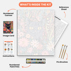 Curious Cat Paint by Numbers Kit – includes numbered canvas, paint pots, brushes, and instructions