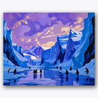 Penguins at Dusk Paint by Numbers Kit UdoPaints