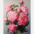 Peonies In Early Spring Paint by Numbers Kit design preview showing the full artwork layout before painting