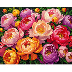 Peony Bloom Paint by Numbers Kit design preview showing the full artwork layout before painting