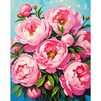 Peony Bouquet Paint by Numbers Kit design preview showing the full artwork layout before painting