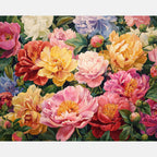 Peony Melody Paint by Numbers Kit design preview showing the full artwork layout before painting