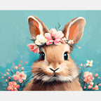 Petal Adorned Bunny Paint by Numbers Kit design preview showing the full artwork layout before painting