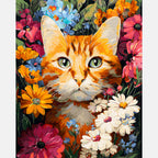 Petal Cat Paint by Numbers Kit design preview showing the full artwork layout before painting