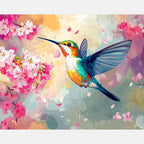 Petal Whisper Hummingbird Paint by Numbers Kit design preview showing the full artwork layout before painting
