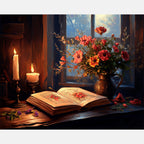 Petals And Pages Paint by Numbers Kit design preview showing the full artwork layout before painting