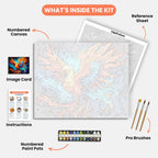Vibrant Phoenix Paint by Numbers Kit – includes numbered canvas, paint pots, brushes, and instructions