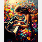 Piano And Petals Paint by Numbers Kit design preview showing the full artwork layout before painting