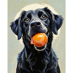 Playful Dog Paint by Numbers Kit design preview showing the full artwork layout before painting