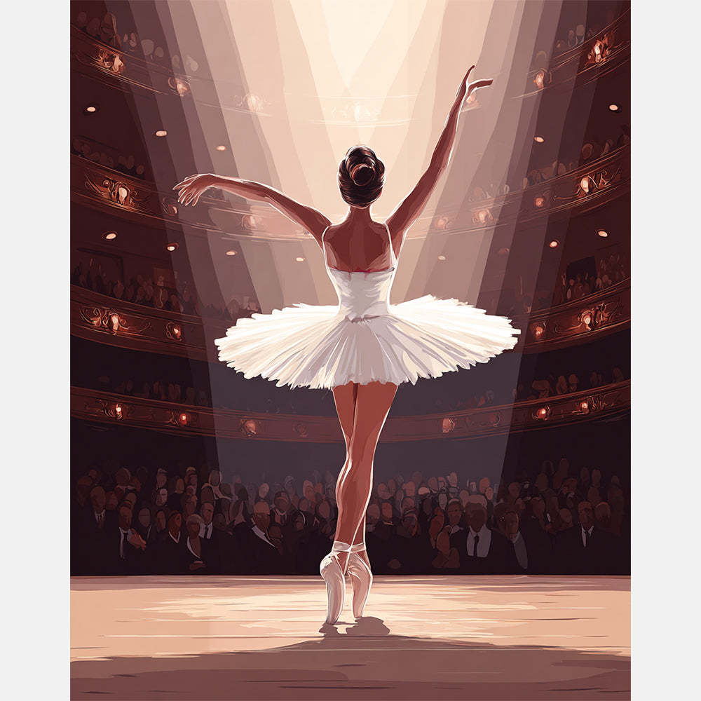Poised Ballerina Paint by Numbers Kit design preview showing the full artwork layout before painting