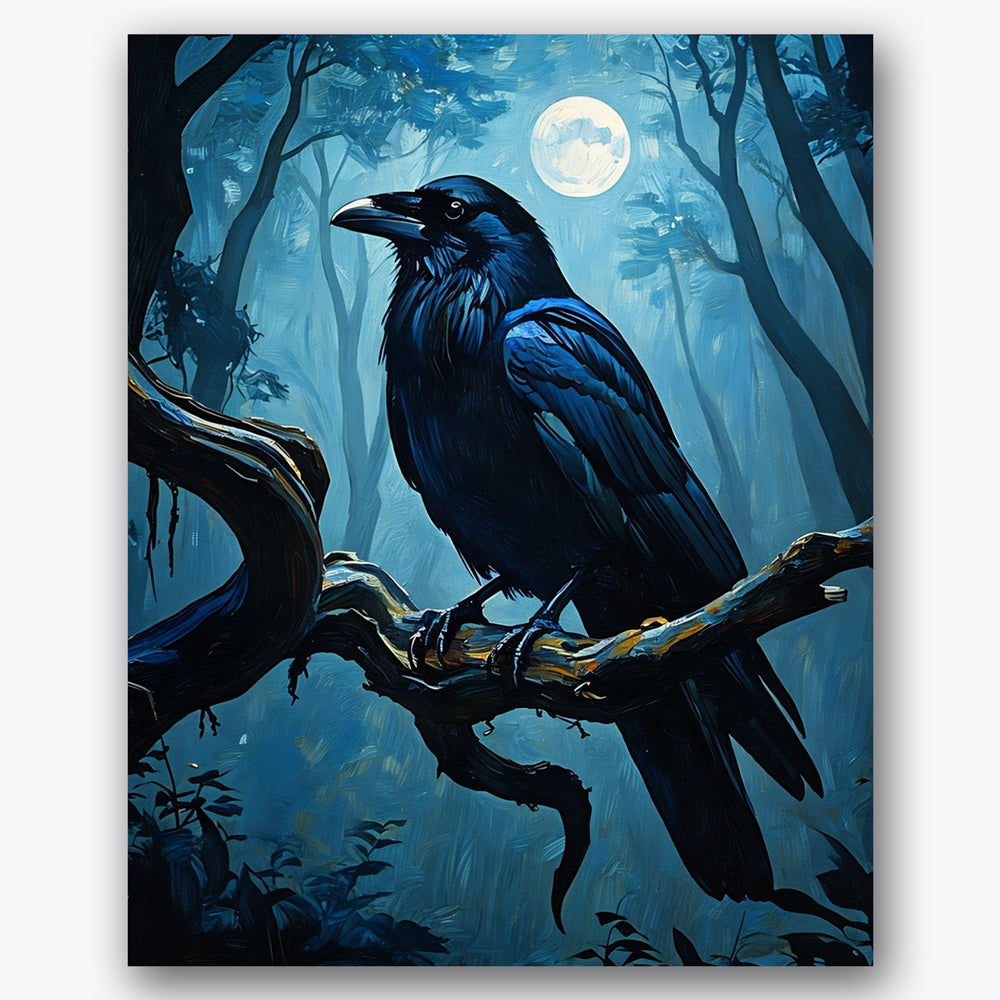 Raven in Moonlight Paint by Numbers Kit UdoPaints