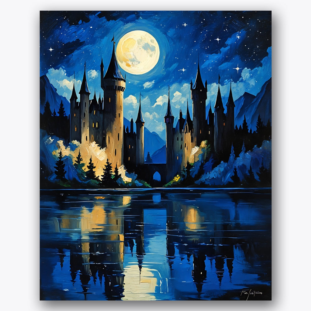 Moonlit Castle Paint by Numbers Kit UdoPaints
