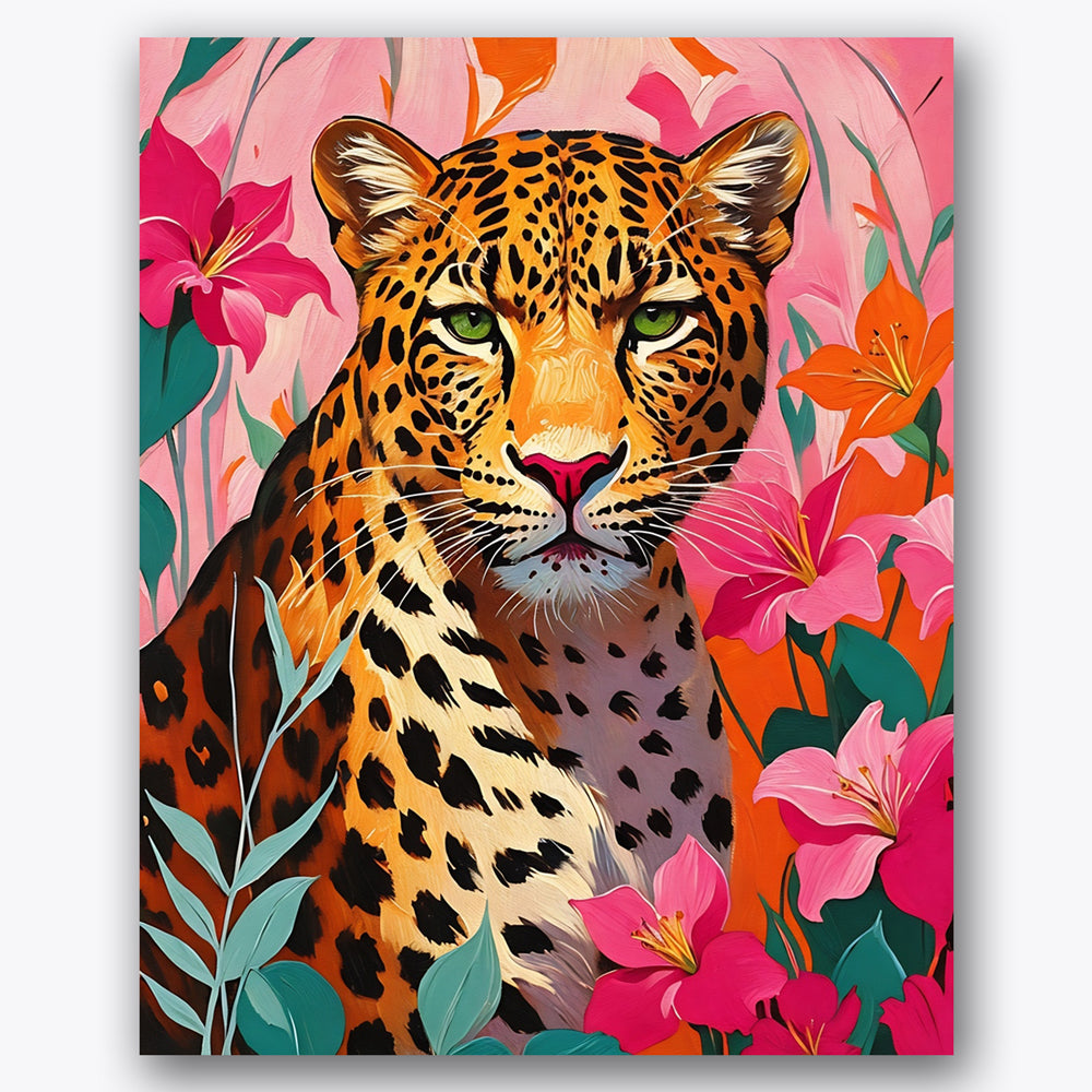 Leopard in Bloom Paint by Numbers Kit UdoPaints