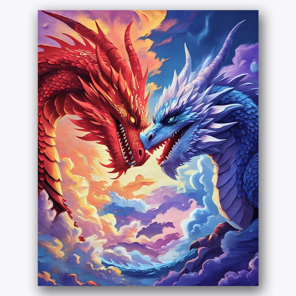 Fire and Ice Dragon Paint by Numbers Kit UdoPaints