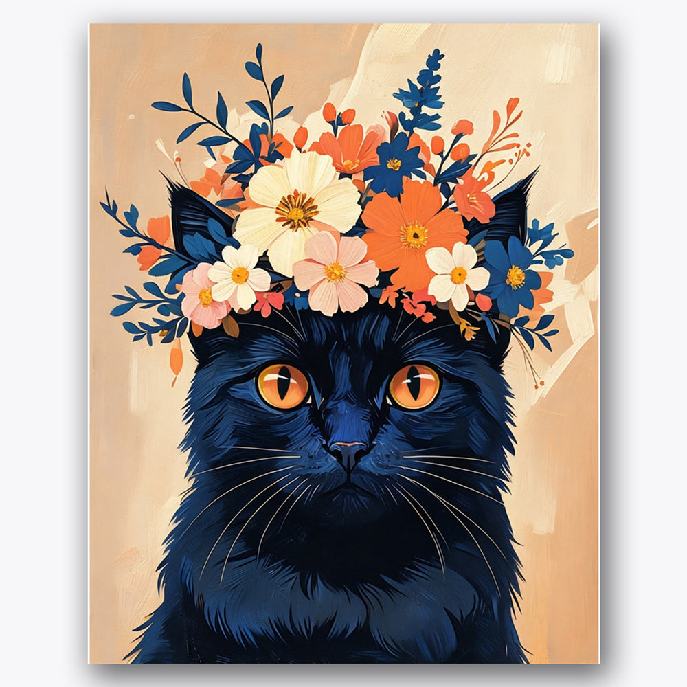 Floral Cat Portrait Paint by Numbers Kit UdoPaints