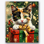Festive Kitten Surprise Paint by Numbers Kit UdoPaints