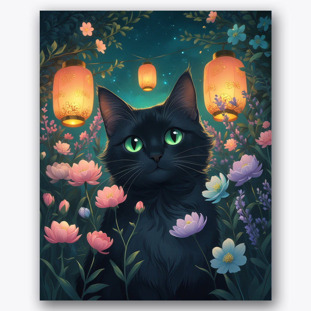 Lantern Cat Paint by Numbers Kit UdoPaints