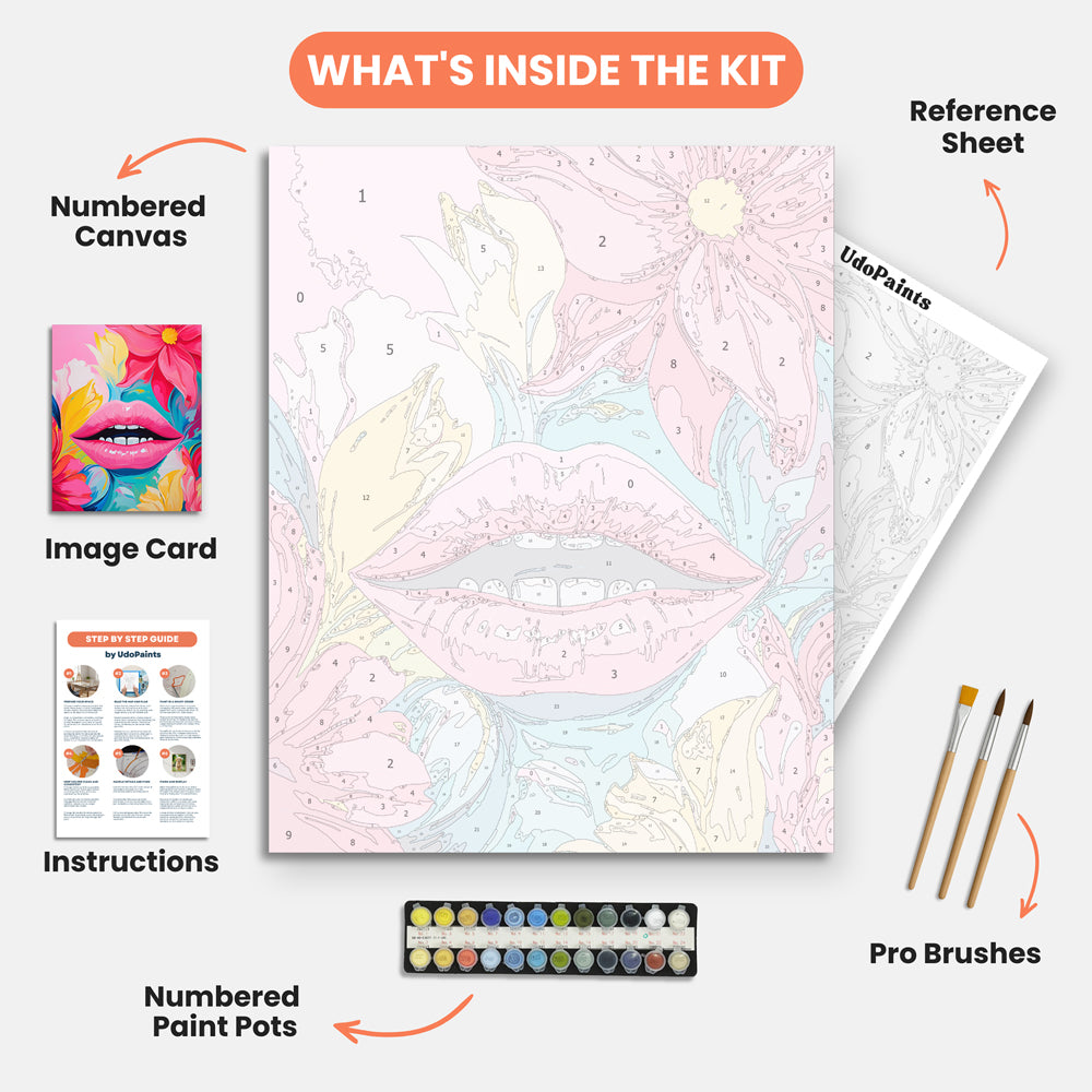 Vibrant Pop Art Paint by Numbers Kit – includes numbered canvas, paint pots, brushes, and instructions