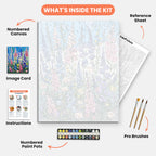 Wildflower Symphony Paint by Numbers Kit – includes numbered canvas, paint pots, brushes, and instructions