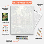 Forest Retreat Paint by Numbers Kit – includes numbered canvas, paint pots, brushes, and instructions