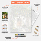 Lemon Courtyard Paint by Numbers Kit – includes numbered canvas, paint pots, brushes, and instructions