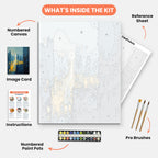 Urban Glow Paint by Numbers Kit – includes numbered canvas, paint pots, brushes, and instructions