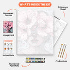 Flower Adorned Face Paint by Numbers Kit – includes numbered canvas, paint pots, brushes, and instructions