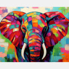 Prismatic Elephant Paint by Numbers Kit design preview showing the full artwork layout before painting