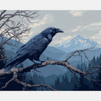 Skyward Raven Paint by Numbers Kit design preview showing the full artwork layout before painting