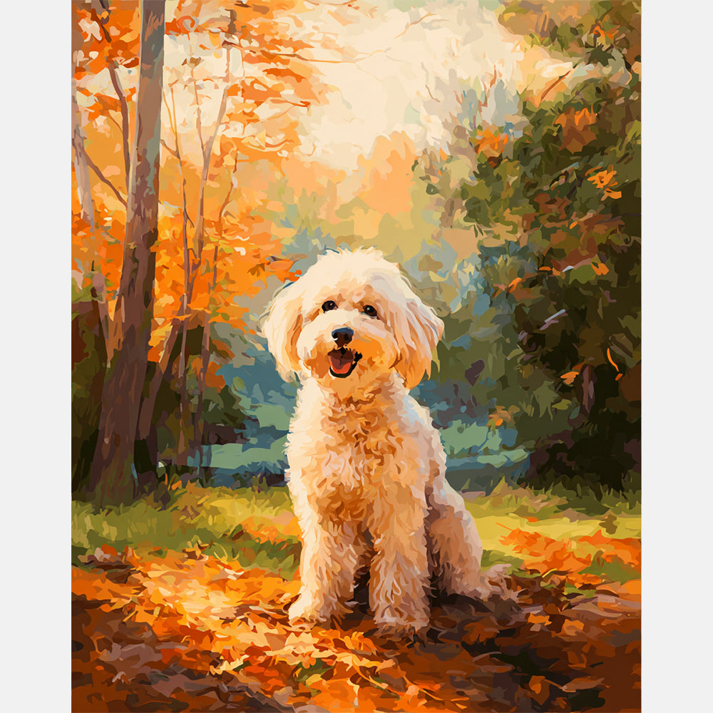 Parkside Pup Delight Paint by Numbers Kit design preview showing the full artwork layout before painting