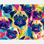 Pug Spectrum Paint by Numbers Kit design preview showing the full artwork layout before painting