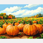 Pumpkins Galore Paint by Numbers Kit design preview showing the full artwork layout before painting