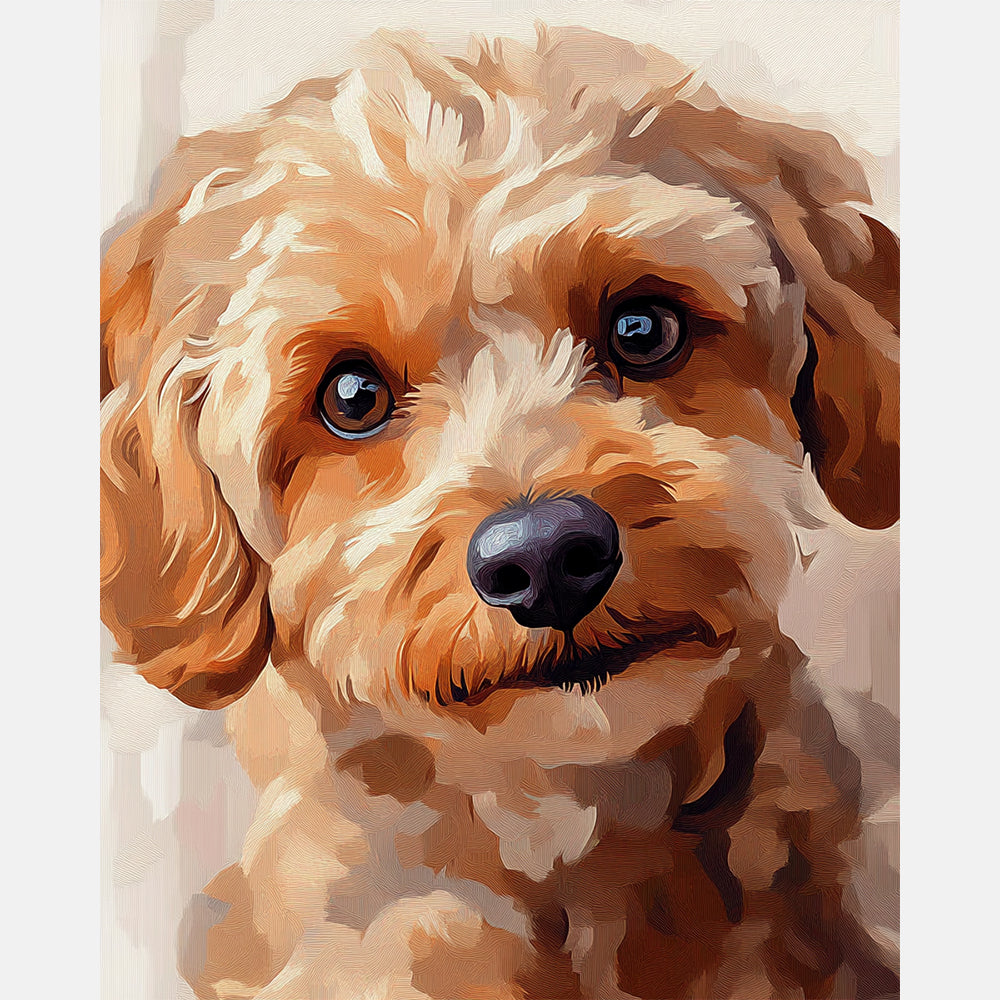Puppy Gaze Paint by Numbers Kit design preview showing the full artwork layout before painting