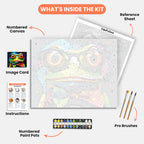 Quirky Frog Paint by Numbers Kit – includes numbered canvas, paint pots, brushes, and instructions