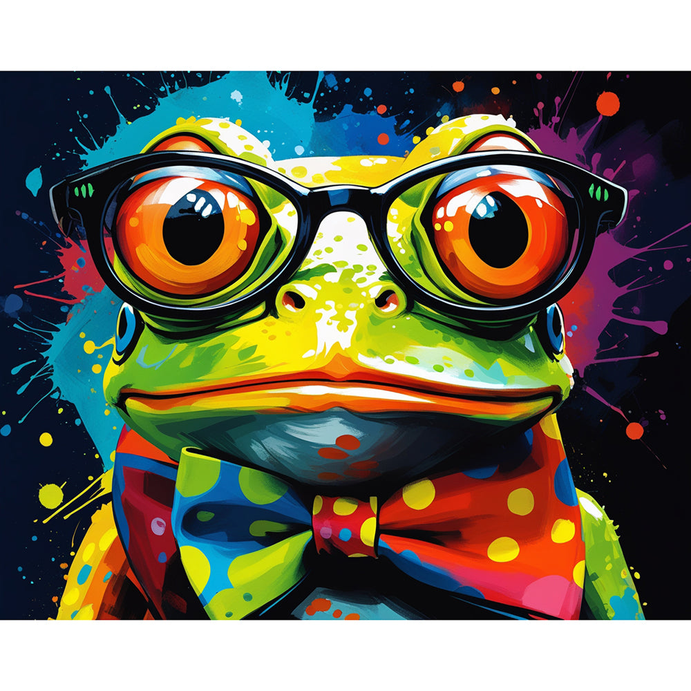 Quirky Frog Paint by Numbers Kit design preview showing the full artwork layout before painting