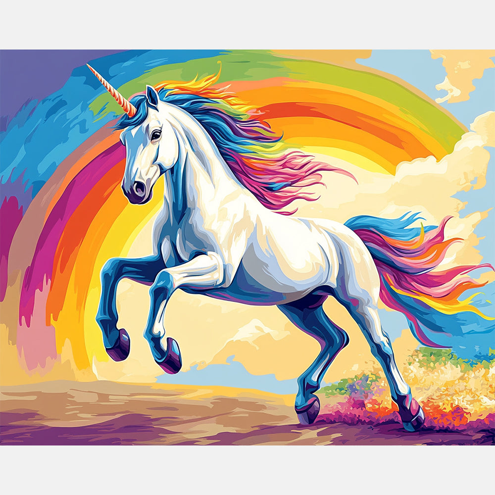 Radiant Unicorn Paint by Numbers Kit design preview showing the full artwork layout before painting
