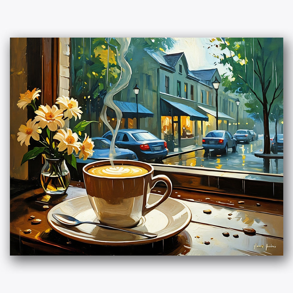 Rainy Coffee Moment Paint by Numbers Kit UdoPaints